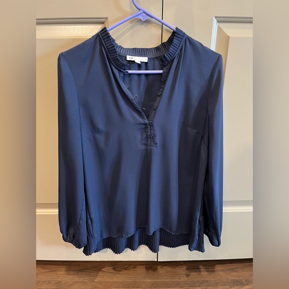 Anthropologie sheer blue blouse